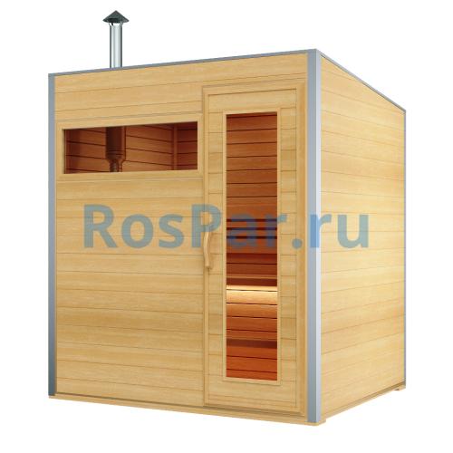 Уличная модульная трехместная сауна «COMFORT» с дровяной печью