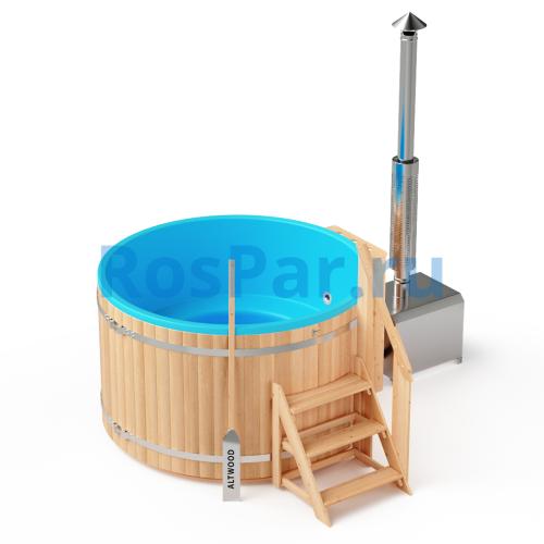 Фурако круглая «PREMIUM» из лиственницы с термопластиковой вставкой с внешней печью 2000 мм