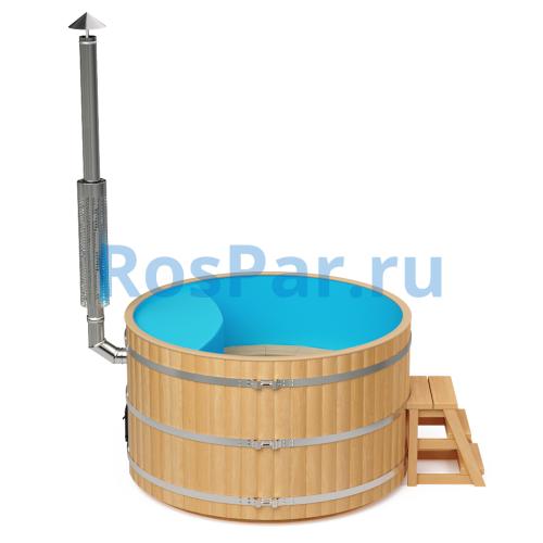 Фурако круглая «PREMIUM» из лиственницы с пластиковой вставкой с интегрированной печью 2000 мм