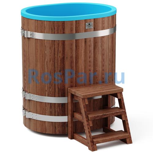 Овальная купель «COMFORT» из лиственницы с пластиковой вставкой длина 1000 мм ширина 780 мм высота 1150 мм