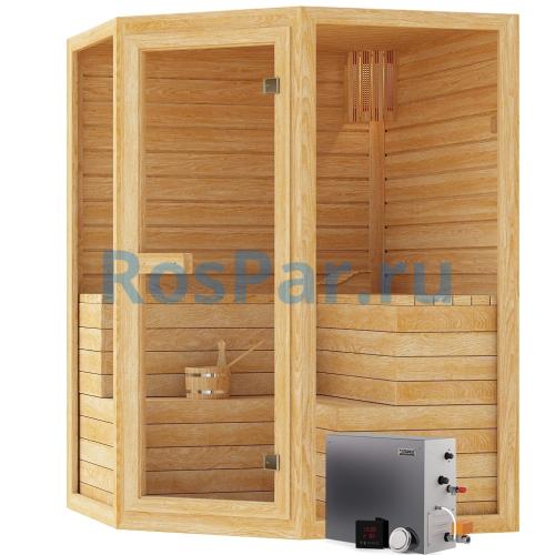 Паровая сауна трехместная угловая «COMFORT» с парогенератором «SteamLux»