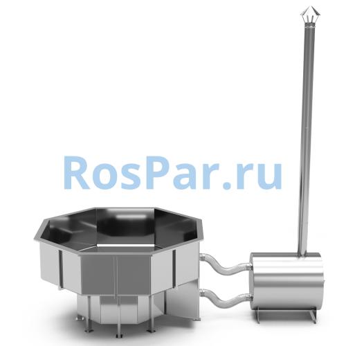 Фурако «PREMIUM terrace Октагон» из нержавеющей стали с внешней печью 2150 мм