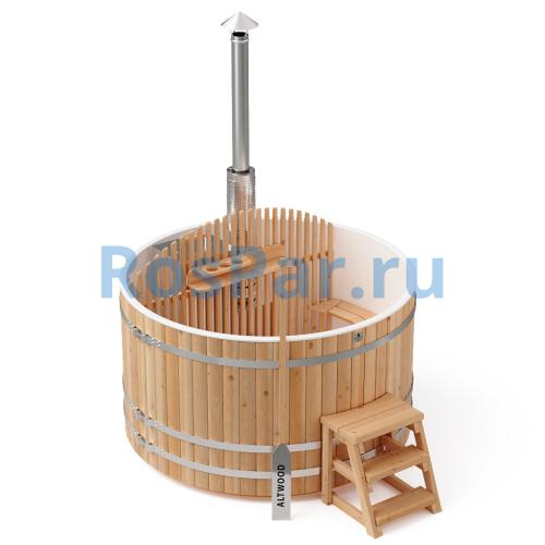 Фурако круглая «COMFORT» из лиственницы с пластиковой вставкой со встроенной печью 2000 мм