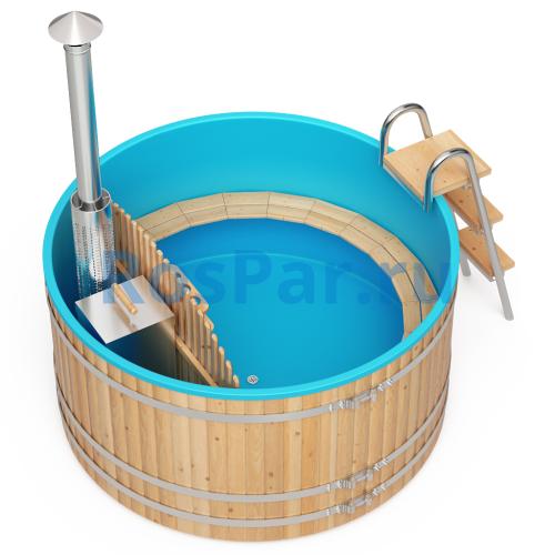 Фурако круглая «COMFORT» из лиственницы с пластиковой вставкой со встроенной печью 2000 мм