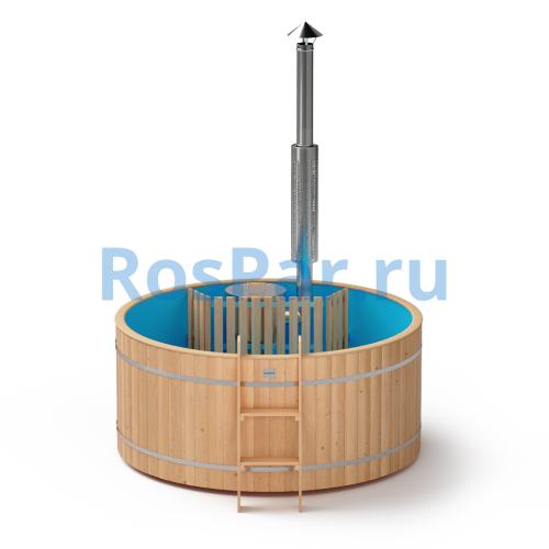 Фурако круглая «ORIGINAL» из лиственницы с пластиковой вставкой со встроенной печью 2000 мм