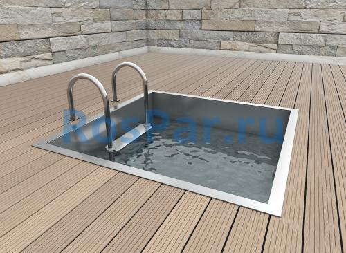 Квадратная купель «COMFORT» из нержавеющей стали длина 1200 мм ширина 1200 мм высота 1150 мм