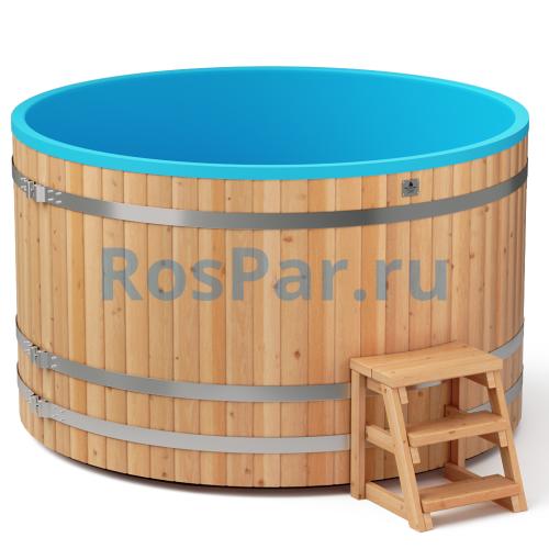 Круглая купель «COMFORT» из лиственницы с пластиковой вставкой диаметр 2000 мм высота 1150 мм