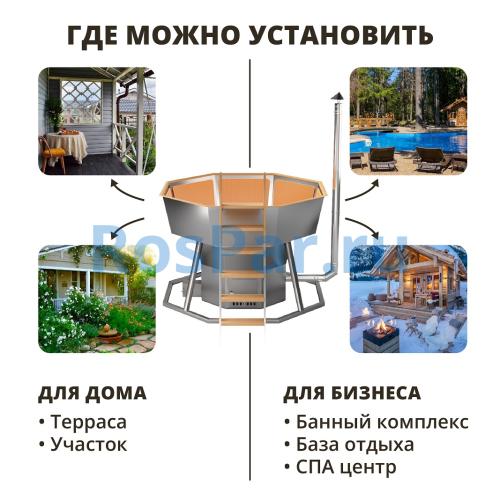 Банный чан «PREMIUM NEO STEEL» на подставке с газовой горелкой 1750 мм