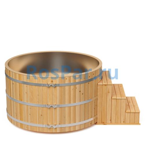 Фурако круглая «PREMIUM» из лиственницы с вставкой из нержавеющей стали с электроподогревом 2000 мм