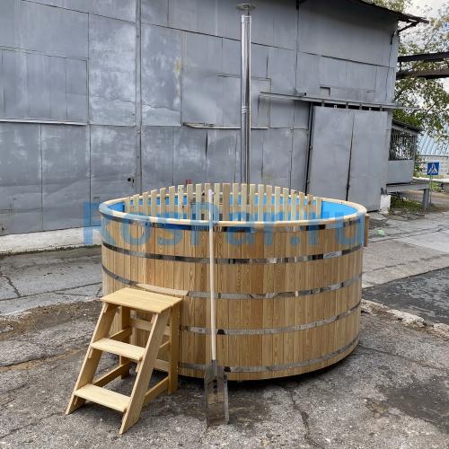 Фурако круглая «COMFORT» из лиственницы с пластиковой вставкой со встроенной печью 2000 мм