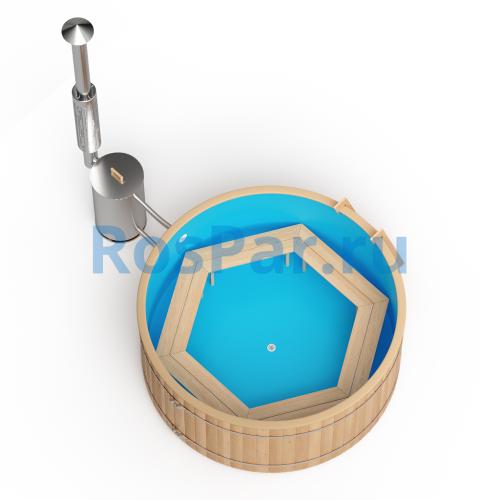 Фурако круглая «ORIGINAL» из сосны с пластиковой вставкой с внешней печью 2000 мм