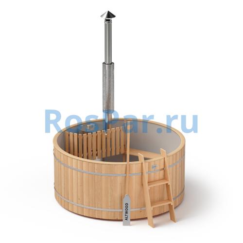 Фурако круглая «ORIGINAL» из лиственницы с пластиковой вставкой со встроенной печью 2000 мм