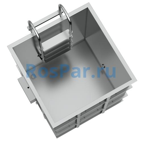 Квадратная купель «COMFORT» из нержавеющей стали длина 1200 мм ширина 1200 мм высота 1150 мм