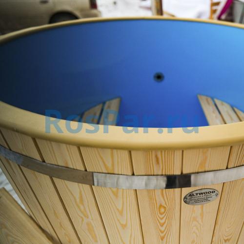 Фурако круглая «COMFORT» из лиственницы с пластиковой вставкой с внешней печью 1700 мм