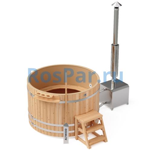 Фурако круглая «COMFORT» из лиственницы с пластиковой вставкой с внешней печью с газовой горелкой 1700 мм