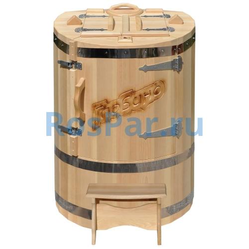 Кедровая бочка овальная «Профессиональная» со скосом с художественным оформлением «Ваш логотип»