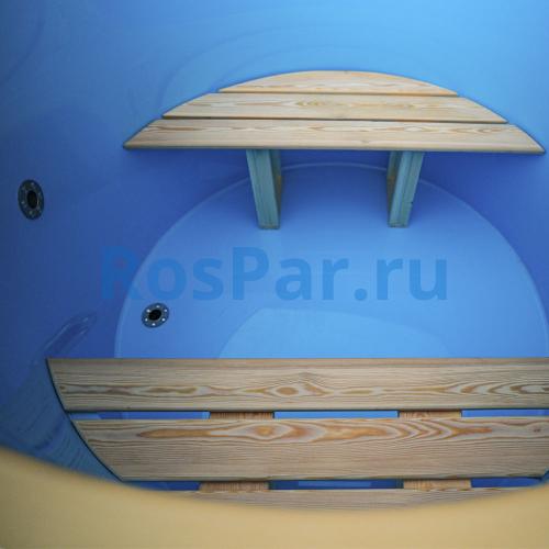 Фурако круглая «COMFORT» из лиственницы с пластиковой вставкой с внешней печью с газовой горелкой 2000 мм