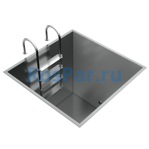 Квадратная купель «COMFORT» из нержавеющей стали длина 2000 мм ширина 2000 мм высота 1150 мм