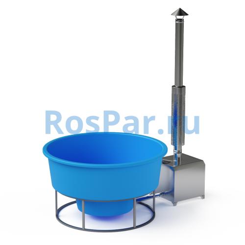 Фурако круглая «PREMIUM» из лиственницы с термопластиковой вставкой с внешней печью с газовой горелкой 2000 мм