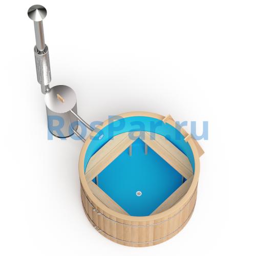 Фурако круглая «ORIGINAL» из сосны с пластиковой вставкой с внешней печью 1500 мм