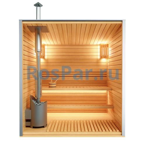 Уличная модульная трехместная сауна «PREMIUM» с дровяной печью