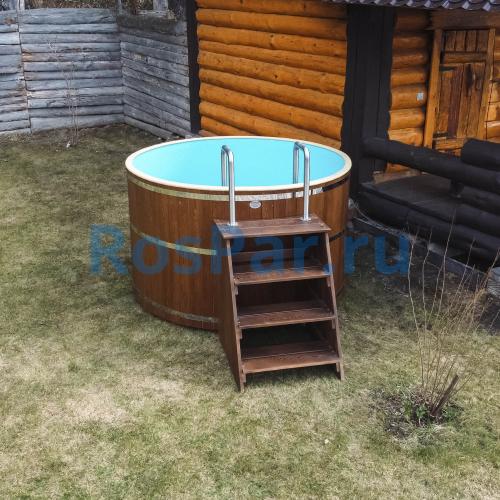 Круглая купель «COMFORT» из лиственницы с пластиковой вставкой диаметр 2000 мм высота 1150 мм