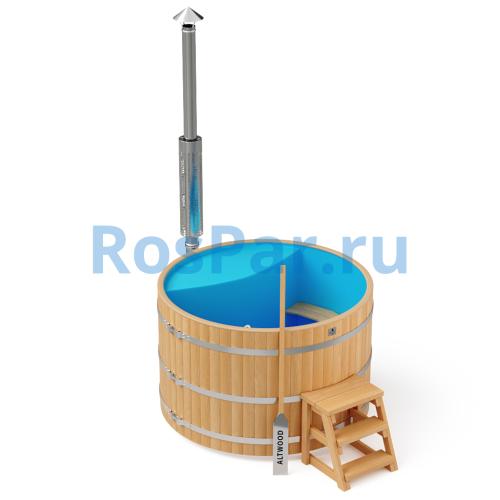 Фурако круглая «PREMIUM» из лиственницы с пластиковой вставкой с интегрированной печью 1700 мм