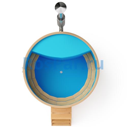 Фурако круглая «PREMIUM» из лиственницы с пластиковой вставкой с интегрированной печью 2000 мм