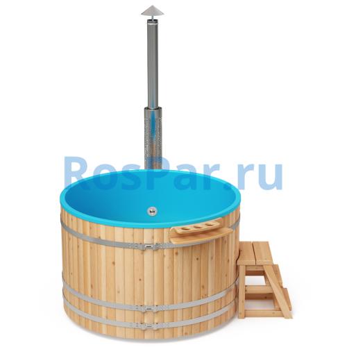 Фурако круглая «COMFORT» из лиственницы с пластиковой вставкой с внешней печью с газовой горелкой 2000 мм