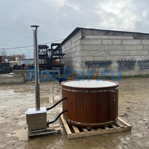 Фурако круглая «COMFORT» из лиственницы с пластиковой вставкой с внешней печью с газовой горелкой 2000 мм