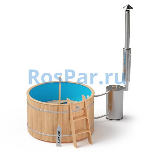 Фурако круглая «ORIGINAL» из сосны с пластиковой вставкой с внешней печью 1500 мм