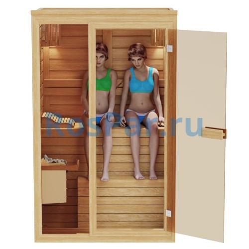 Комбинированная сауна двухместная «COMFORT» с электрической печью и парогенератором