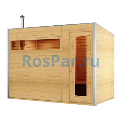 Уличная модульная четырехместная сауна с предбанником «COMFORT» с дровяной печью