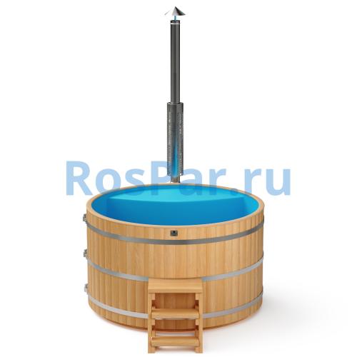 Фурако круглая «PREMIUM» из лиственницы с пластиковой вставкой с интегрированной печью 2000 мм