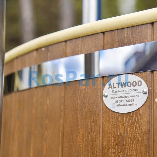 Круглая купель «PREMIUM» из лиственницы с вставкой из нержавеющей стали диаметр 2000 мм высота 1150 мм