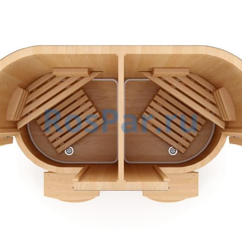 Кедровая бочка двухместная «Профессиональная» с парогенератором «SteamLux»