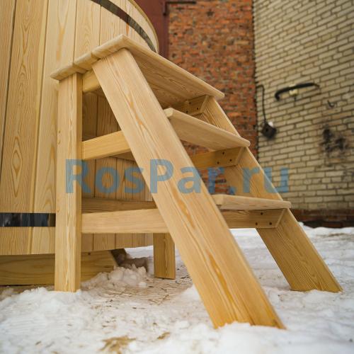 Фурако круглая «COMFORT» из лиственницы с пластиковой вставкой с внешней печью с газовой горелкой 2000 мм