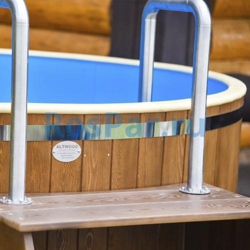 Круглая купель «COMFORT» из лиственницы с пластиковой вставкой диаметр 1700 мм высота 1150 мм