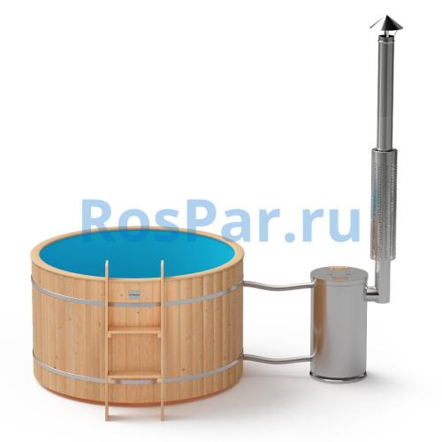 Фурако круглая «ORIGINAL» из сосны с пластиковой вставкой с внешней печью 1500 мм