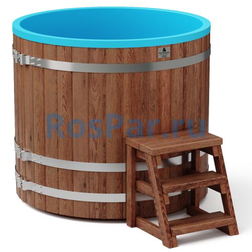 Круглая купель «COMFORT» из лиственницы с пластиковой вставкой диаметр 1200 мм высота 1150 мм