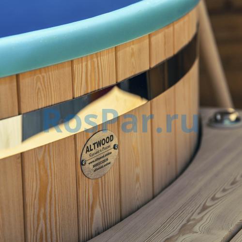 Фурако круглая «PREMIUM» из лиственницы с термопластиковой вставкой с внешней печью 1700 мм