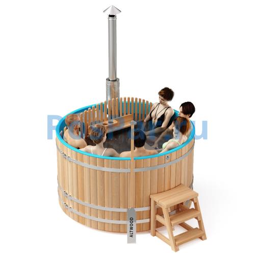 Фурако круглая «PREMIUM» из лиственницы с термопластиковой вставкой со встроенной печью 2000 мм