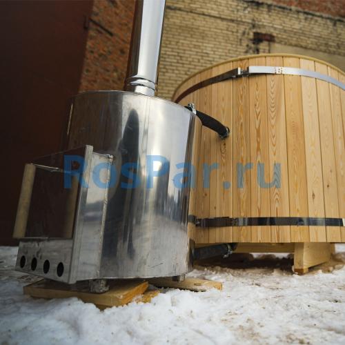 Фурако круглая «ORIGINAL» из сосны с пластиковой вставкой с внешней печью 1500 мм