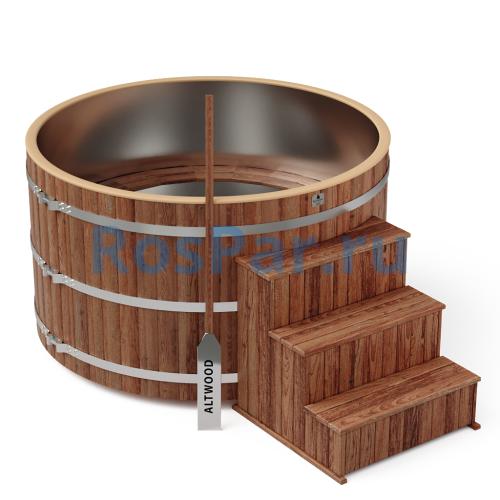 Фурако круглая «PREMIUM» из лиственницы с вставкой из нержавеющей стали с электроподогревом 2000 мм