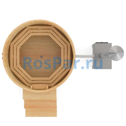 Фурако круглая «PREMIUM» из кедра с внешней печью 1700 мм