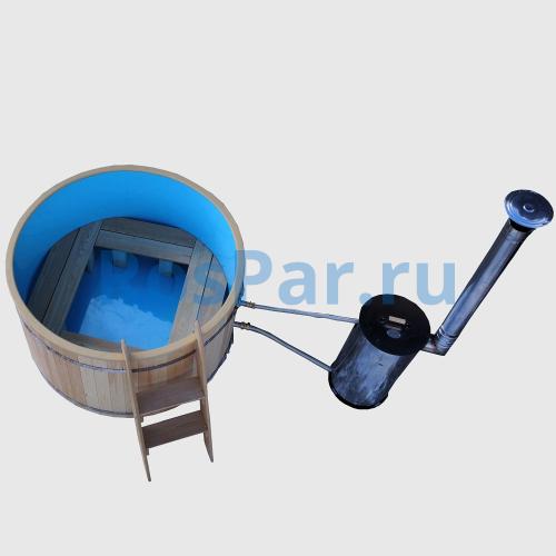 Фурако круглая «ORIGINAL» из сосны с пластиковой вставкой с внешней печью 1500 мм