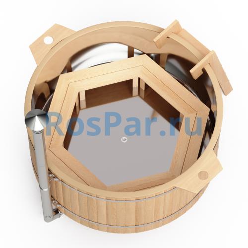 Фурако круглая «COMFORT Сэнто» из лиственницы с вставкой из нержавеющей стали с интегрированной печью 2000 мм