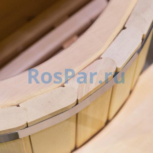 Кедровая бочка овальная «Профессиональная» со скосом с художественным оформлением «Ваш логотип»