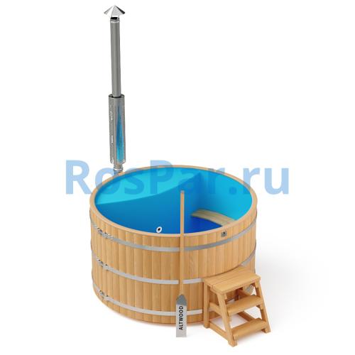 Фурако круглая «PREMIUM» из лиственницы с пластиковой вставкой с интегрированной печью 2000 мм