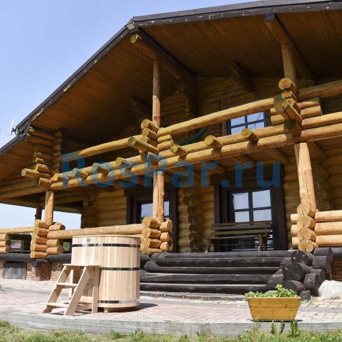 Овальная купель «PREMIUM» из лиственницы с вставкой из нержавеющей стали длина 1400 мм